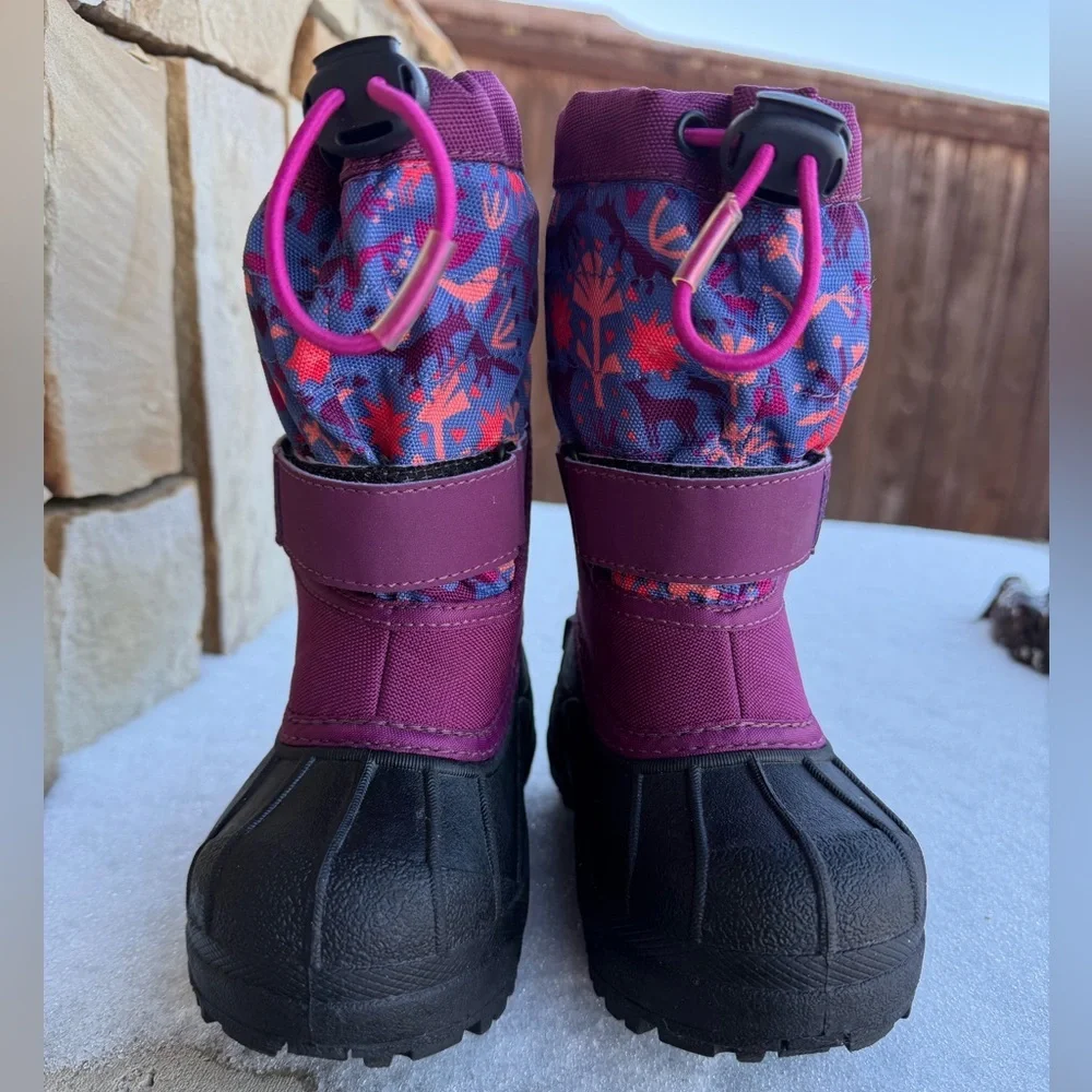 Columbia Powder-bug Plus Kids' Purple and Black Waterproof  Snow Boots Sz-8.   U